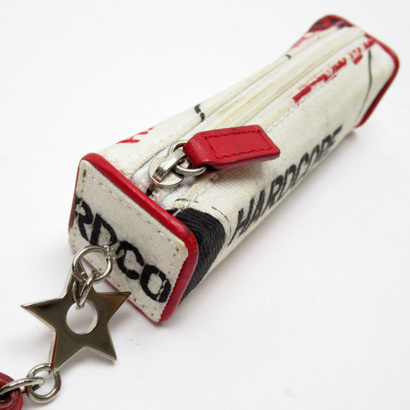 Dior Leather Christian White Mini Pouch Black Red - Picture 1 of 5